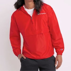 Champion Stadium Packable Jacket, Script Logo - Scarlet - Small